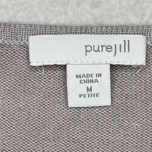 Pure Jill Sweater Womens Petite Medium Gray Linen Cotton Modal 3/4 Sleeve Tunic - Picture 3 of 7